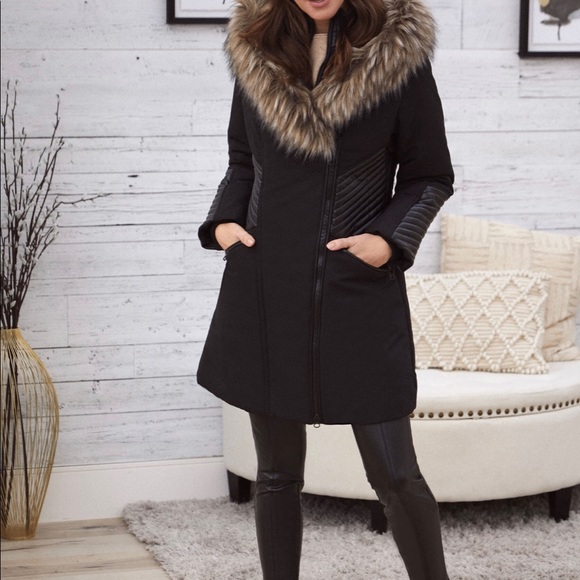 Faux Fur Trim Asymmetrical Coat - Picture 3 of 3